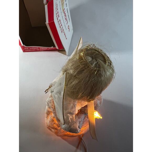Vintage Lighted Angel Christmas Tree Topper Works Porcelain Face in Original Box - Picture 12 of 16